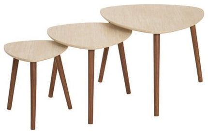 Set van 3 koffietafels / bijzettafels Mileo – travertinlook – nesttafels – max hoogte 60 cm
