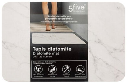 Diatomiet Badmat - Sneldrogende Badkamer Mat - Antislip Steen Badmat - Absorberende Douchemat - Duurzame Diatomite Bath Mat - 60 x 39 cm - Wit