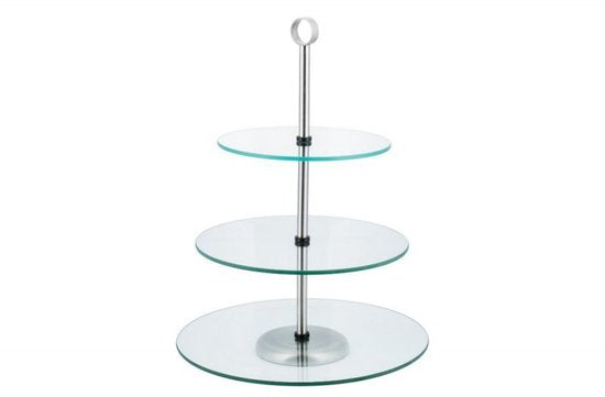 Kinghoff cake stand - 3 tiers - Glass - With gripping ring