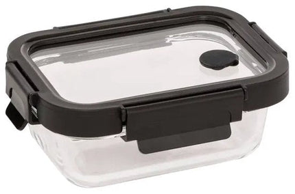 Vershoudbakjes Glas Set van 3 - Meal Prep Bakjes 370ml - Glazen Lunchbox met Deksel - Vershouddoos - Zwart