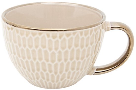 Ontbijtmok met oor, set van 6 – aardewerk, 420 ml, beige – foto 2