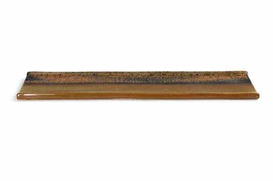 MPLCo - Ondes Serveerschaal - Lange Rechthoekige Schaal met Opstaande Rand - Sushi & Tapas Serveerschaal - Groot Bord Keramiek - Vaatwasser & Magnetron Bestendig - ca. 39 x 12 cm - Aardetinten
