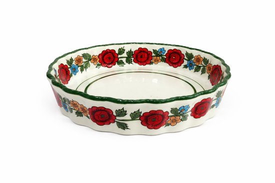 MPLCo keramische taartvorm Ø 25 cm – handbeschilderd bloemenmotief, 1,5 liter