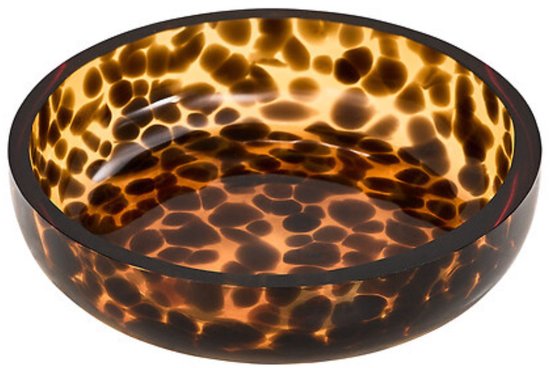 Zeepbakje Dotty - Ø 11 cm Glas - Bruin Rond - Zeephouder - Luipaardprint - Panterprint - Glazen zeephouder - Zeepbakje