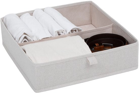Drawer basket wardrobe organizer 16-compartment Five® - Dressy + - Beige - Foldable