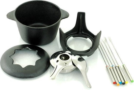 Top Choice - Gietijzeren fondue set met vorken - 6 persoons - 17 x 10 cm