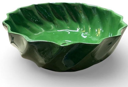 Handgemaakte Marokkaanse Waskom - Opbouw Wastafel - Uniek Design - Keramiek - Ø35 x 11 cm - Groen