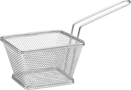 Secret de Gourmet Frietmandje/serveermandje - Set van 4x stuks - zilver - RVS - 20,5 x 9 x 11 cm - Patat/snacks serveren in een mandje