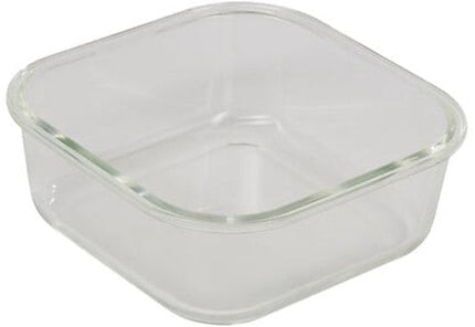 Vershoudbakjes - Set van 4 - Bewaarbakjes met Deksel - Magnetronbestendige Lunchbox - Voedselcontainer - Vierkante - 1.1 Liter - Borosilicaat Glas - 19.3 x 19.3 x 8.1 cm - Transparante en Zwart Deksel