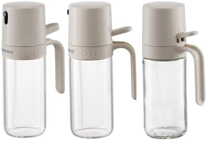 Spuitfles - Oil & Vinegar Sprayer - Set van 2 - Glas Fles met Ergonomische Spuit - Anti-aanbak - Recyclebaar - 250 ml - Beige & Transparant