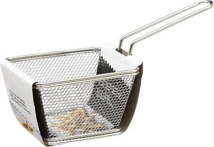 Secret de Gourmet Frietmandje/serveermandje - Set van 4x stuks - zilver - RVS - 20,5 x 9 x 11 cm - Patat/snacks serveren in een mandje