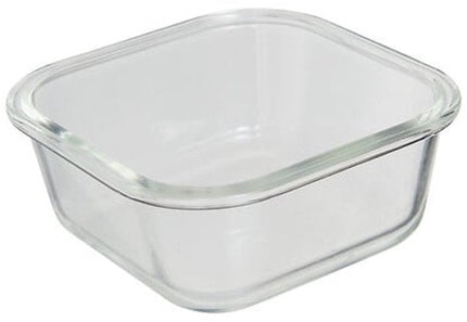 Vershoudbakjes - Set van 4 - Bewaarbakjes met Deksel - Magnetronbestendige Lunchbox - Voedselcontainer - Vierkante - 500ml - Borosilicaat Glas - 15.2 x 15.2 x 6.9 cm - Transparante en Zwart Deksel