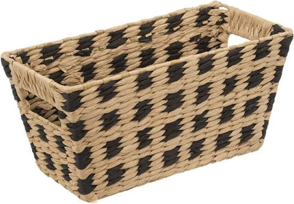 5Five Rieten opbergmand - gevlochten - beige/zwart - 31 x 15 x 1 - Kast-/badkamer mandjes