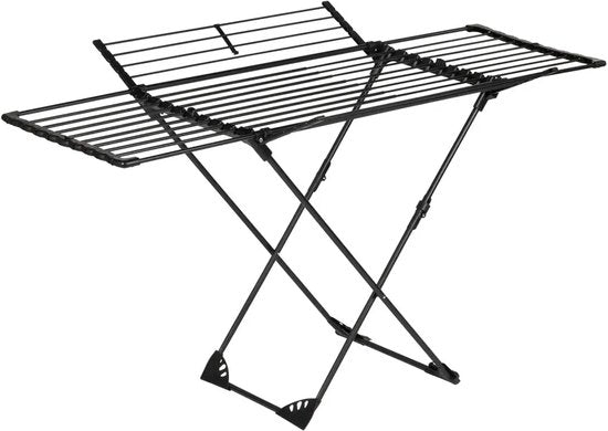 Kinghoff Faltbarer Wäscheständer – Bis zu 20 kg – 108-180 cm – Schwarz