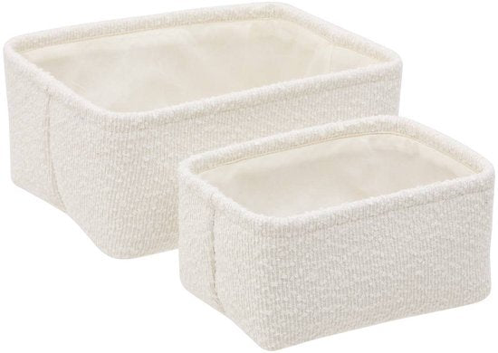 Set of 2 rectangular bouclé baskets