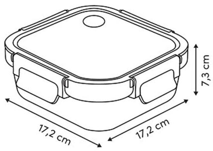 Vershoudbakjes - Set van 4 - Bewaarbakjes met Deksel - Magnetronbestendige Lunchbox - Voedselcontainer - Vierkante - 750ml - Borosilicaat Glas - 17.2 x 17.2 x 7.3 cm - Transparante en Zwart Deksel