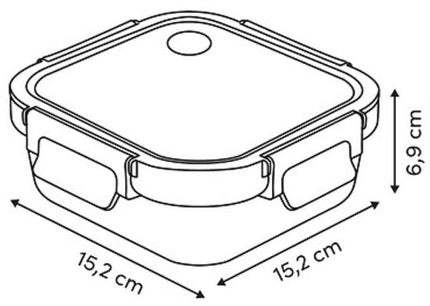 Vershoudbakjes - Set van 2 - Bewaarbakjes met Deksel - Magnetronbestendige Lunchbox - Voedselcontainer - Vierkante - 500ml - Borosilicaat Glas - 15.2 x 15.2 x 6.9 cm - Transparante en Zwart Deksel