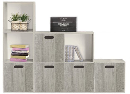 5Five Opbergmand/kastmandje - Grijs wash - 31 x 31 x 31 cm - 29 liter - Vakkenkast manden - Hout - Opvouwbaar - Kisten