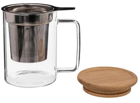 Mia glazen theemok met filter en deksel – theebeker 480 ml, transparant – foto 3