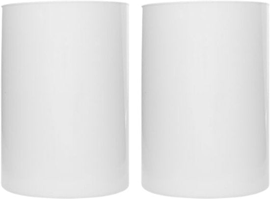 Lidy Vaas - Glazen Vaas - Set van 2 - Decoratieve Bloemenvaas - Ø14 x 20 cm - Wit