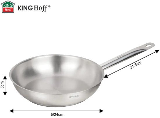 Kinghoff KH-2019 RVS Koekenpan – Ø24 cm – Zonder Antiaanbaklaag