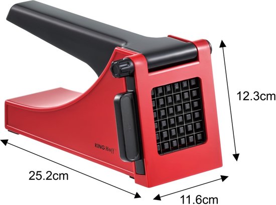 Kinghoff 1912 - Coupe-frites - morceaux de 36 x 10 mm - lames en acier inoxydable - Rouge