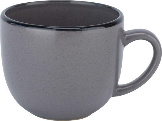 Cosy & Trendy Speckle kop grijs met zwarte rand – 24 cl, aardewerk