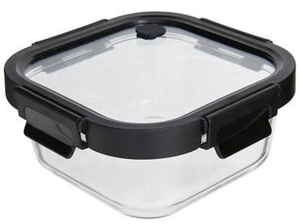 Vershoudbakjes - Set van 2 - Bewaarbakjes met Deksel - Magnetronbestendige Lunchbox - Voedselcontainer - Vierkante - 750ml - Borosilicaat Glas - 17.2 x 17.2 x 7.3 cm - Transparante en Zwart Deksel