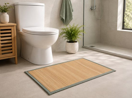 MPLCo - Bamboe Badmat op Rol - Antislip Badkamer Mat - Houten Badmat voor Douche, Bad & Keuken - Oprolbaar - Waterbestendig - Met Antislip Onderzijde - 75 x 50 cm - Naturel