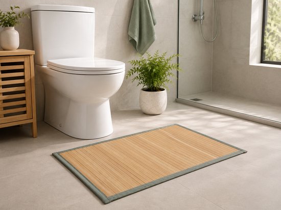 MPLCo bamboe badmat op rol – antislip, oprolbaar, 75 x 50 cm, naturel – foto 2