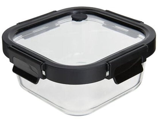 Clipeatplus Glazen Vershoudbakje - Meal Prep & Voedselcontainer - Bewaardoos van Borosilicaatglas - Magnetron & Vaatwasser Bestendig - Vierkant - 0.75 Liters - ca. 17.2 x 17.2 x 7.3 cm - Transparant