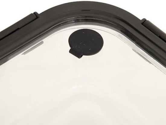 Vershoudbakjes - Set van 4 - Bewaarbakjes met Deksel - Magnetronbestendige Lunchbox - Voedselcontainer - Vierkante - 1.1 Liter - Borosilicaat Glas - 19.3 x 19.3 x 8.1 cm - Transparante en Zwart Deksel
