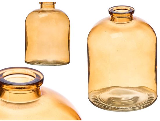 Bocal en verre - Pot de conservation en verre - Pot de rangement pour cuisine - Bocal en verre avec couvercle - Récipient rond en verre - 300 g - 9 x 9 x 12 cm - Ambré