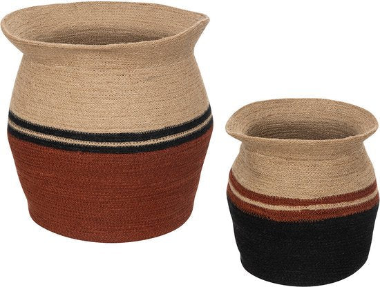 Atmosphera Kaia jute manden, set van 2 – cilindervormig, Ø 40 x 31 cm, multi
