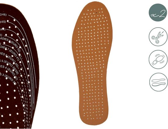 Insoles 36 X 11.5 Cm Faux Leather Brown