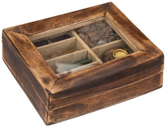 Coffret d'encens Atmosphera Taly – Boîte en bois de manguier avec 100 bâtonnets d'encens et 40 cônes – 15 x 13 x 4 cm