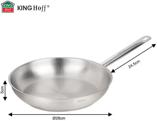 Kinghoff KH-2020 Edelstahl-Bratpfanne – Ø 28 cm – Ohne Antihaftbeschichtung
