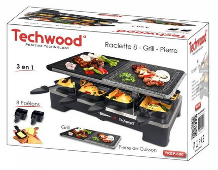 Techwood – Raclette – grill – omkeerbare bak/grillplaat – 8 personen