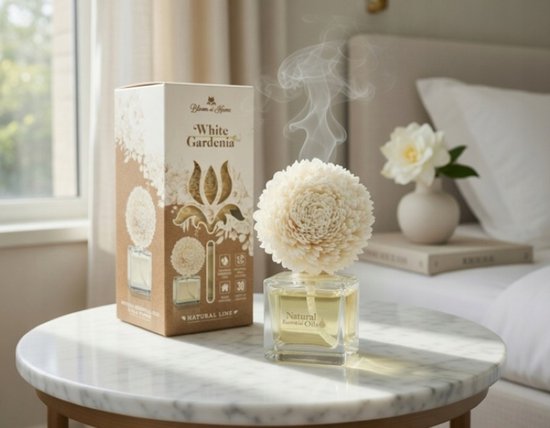 Elix - Bloom at Home Decoratieve Luchtverfrisser - Air Freshener - White Gardenia Geur - Luchtverfrisser Huis Langdurig - Aroma Diffuser - 100ml - White Gardenia
