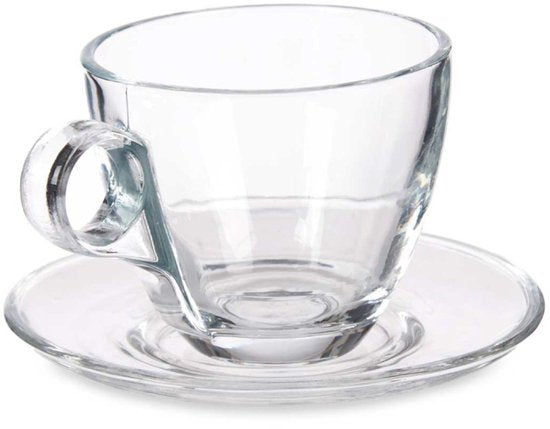 Vivalto Tasse à café avec soucoupe - Lot de 6 - Verre - 170ml