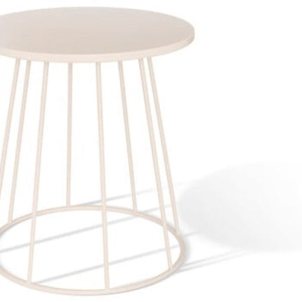 Salontafel en bijzettafel latte Ø 38 cm metaal beige rond compact