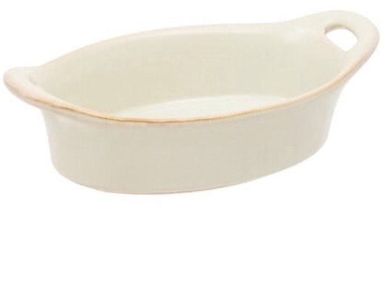2-Delig Ovenschaal - Ovale Schalen - Serveerschalen - Stoneware Keramiek - Oven Magnetron Vaatwasser - 0.3L - 20.4 x 11,5 x 5.8 cm - Beige