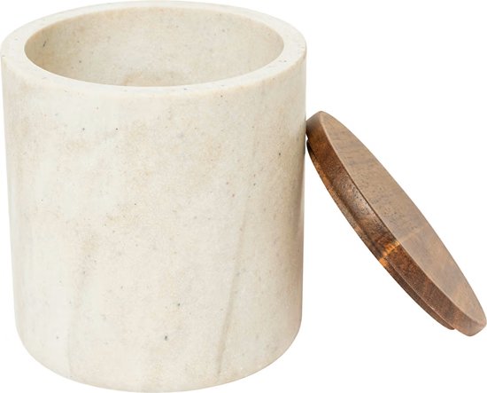 5Five Como Wattepadhalter - Marmoreffekt - Ø10xH11cm - Beige