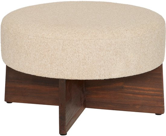 Pouf Bouclé Atmosphera Kayan - Ø50xH30cm - Beige
