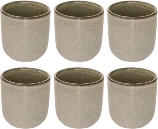 Espresso Cups - Espresso Glasses - Small Coffee Cups - Set of 6 - Ceramic Espresso Cups - Earthenware - Dishwasher & Microwave Safe - 100 ml - Green
