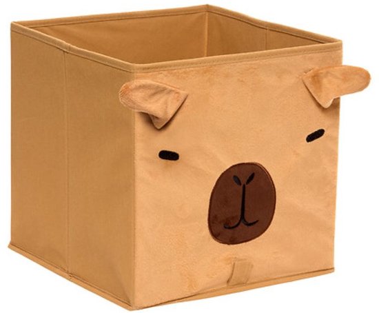 Opvouwbare opbergmand kinderen capybara, 29x29x29 cm, bruin