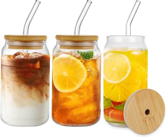Verres de luxe avec couvercle et paille