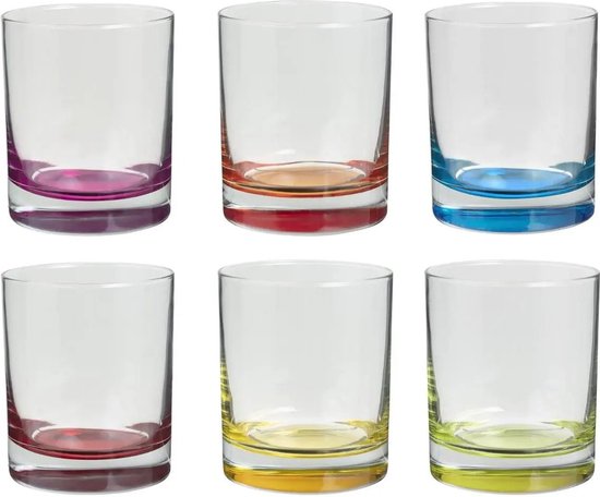 Secret de Gourmet Tumbler glazen - 12x stuks - 300 ml - Coloris - Drinkglazen - Waterglazen