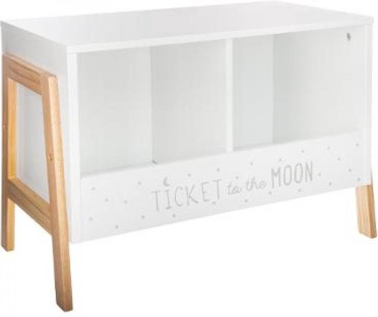 Houten kastje Ticket The Moon – boekenkast voor kinderen, wit