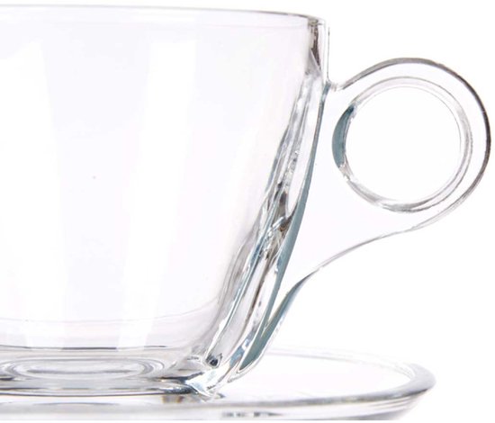 Vivalto Tasse à café avec soucoupe - Lot de 6 - Verre - 170ml